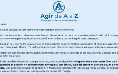 Lettre de Faten Fifi Abbouz – Clôture des élections